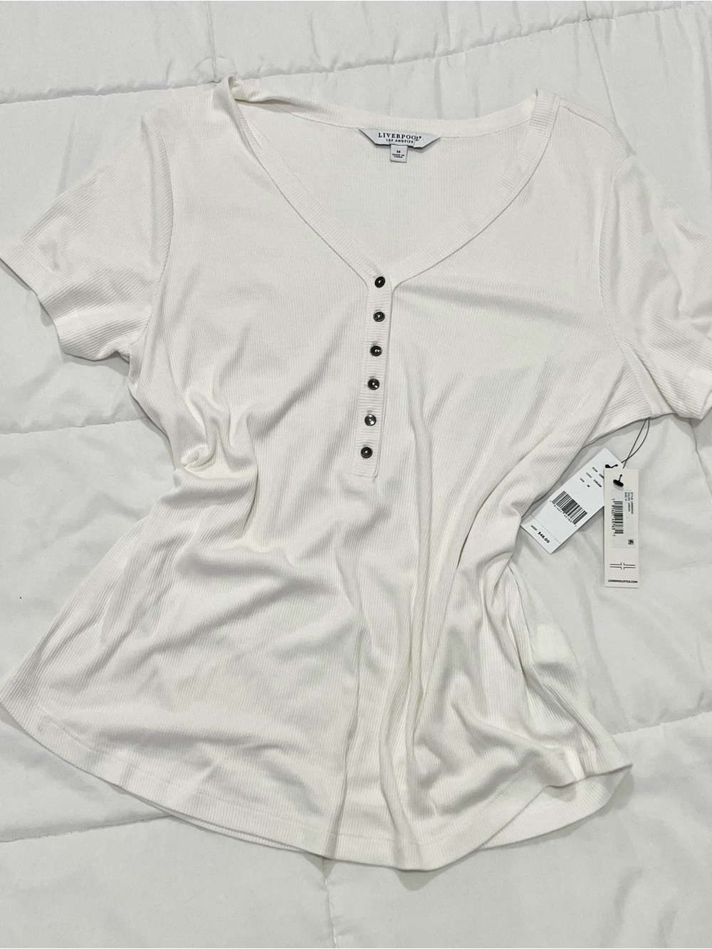 Liverpool’s Women White Henley Short-Sleeve Top